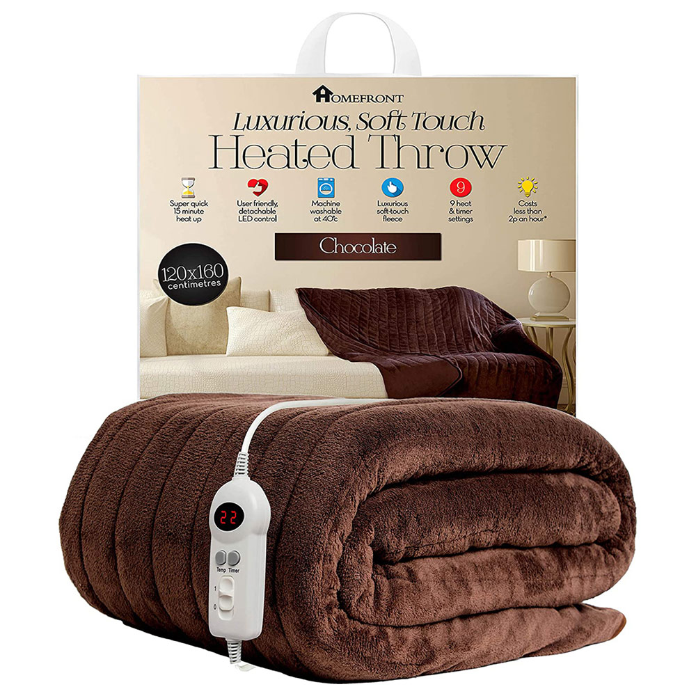 Homefront Chocolate Heated Throw Blanket Image 6