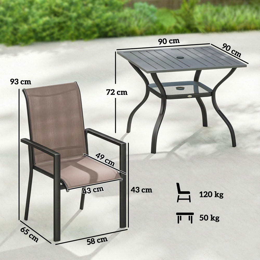 Outsunny 4 Seater Garden Dining Set Grey and Khaki Image 8