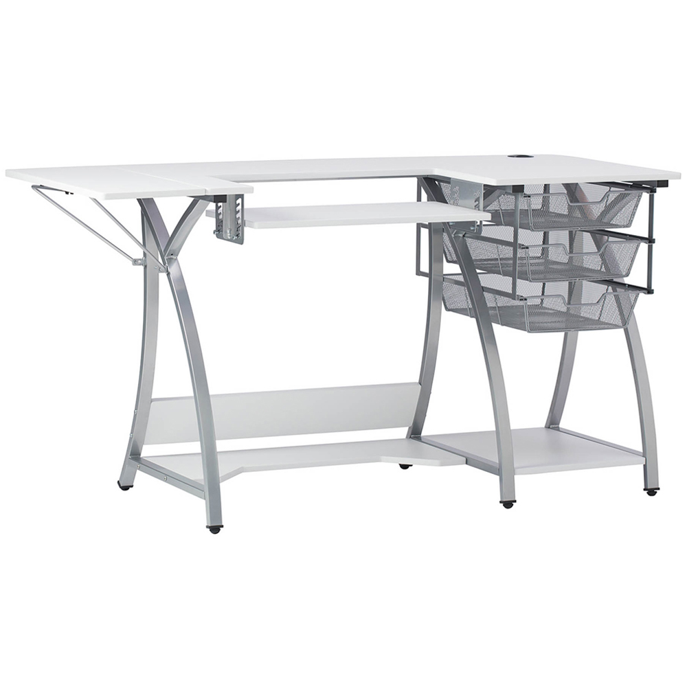 Sewing Online Pro Stitch 13381 Grey and White Sewing Machine and Hobby Table with Storage Image 1
