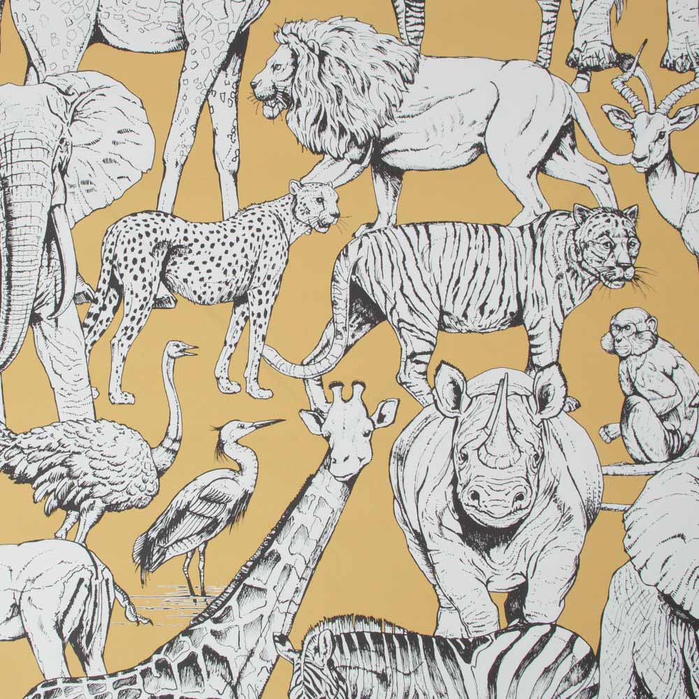 Superfresco Easy Jungle Animal Yellow Wallpaper Image 1
