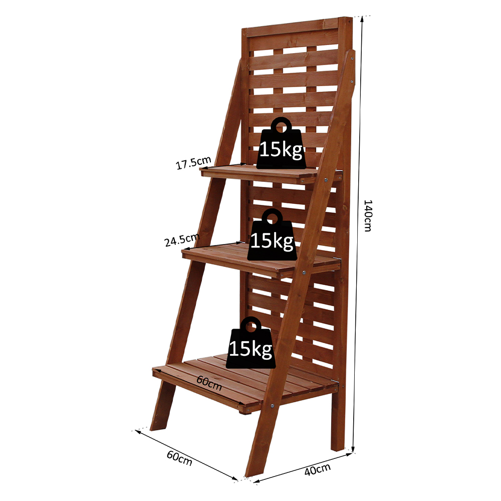 Outsunny 3 Tier Wooden Ladder Plant Stand Image 7