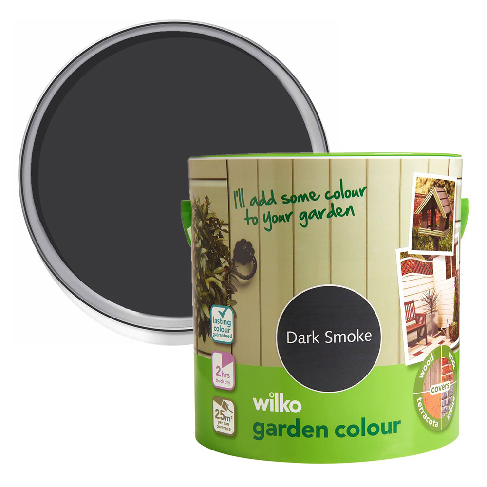 Wilko Garden Colour Dark Smoke Wood Paint 2.5L Image 1