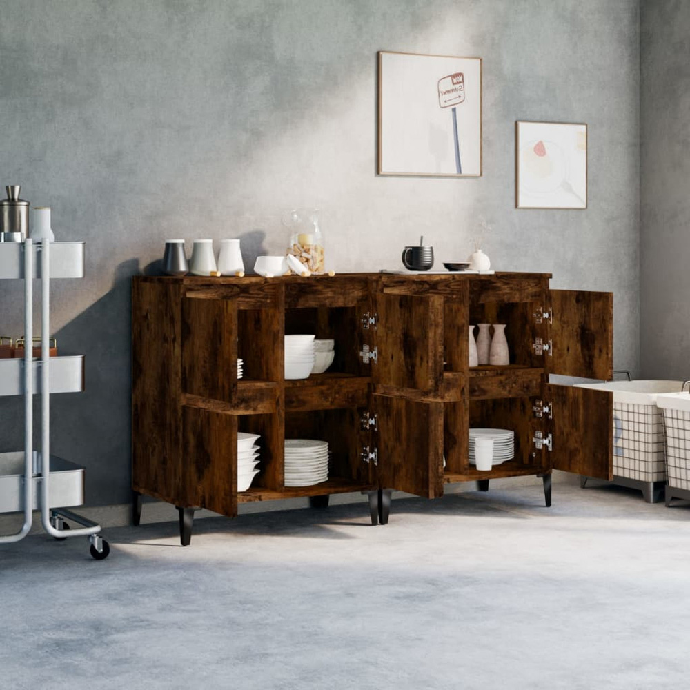 vidaXL 2 Door Smoked Oak Sideboard Set of 2 Image 3