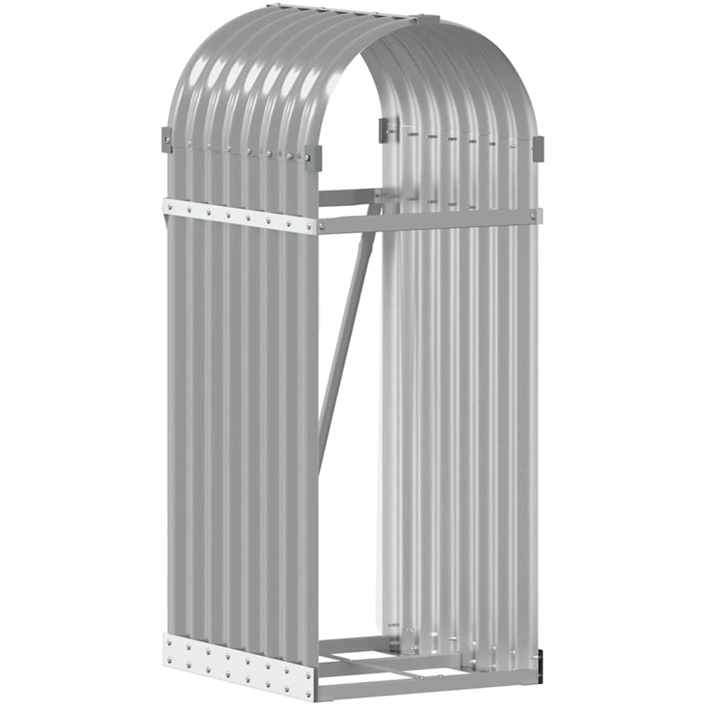 vidaXL Grey Galvanised Steel Firewood Log Holder 100 x 40 x 45cm Image 1