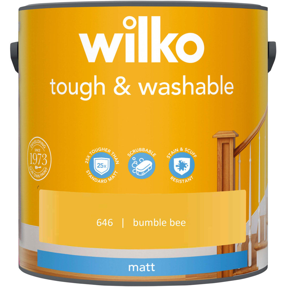 Wilko Tough & Washable Bumble Bee Matt Emulsion Paint 2.5L Image 2