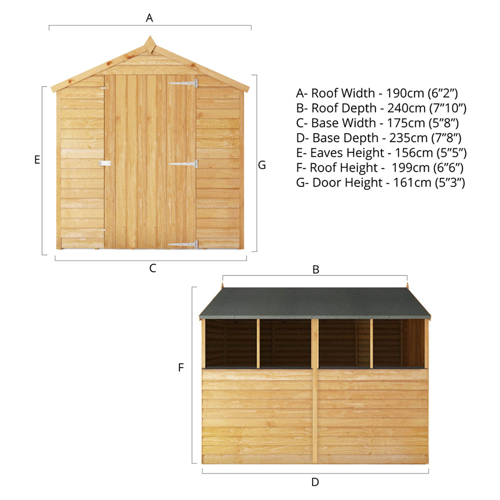 Mercia 8 x 6ft Overlap Apex Shed with Window Image 8