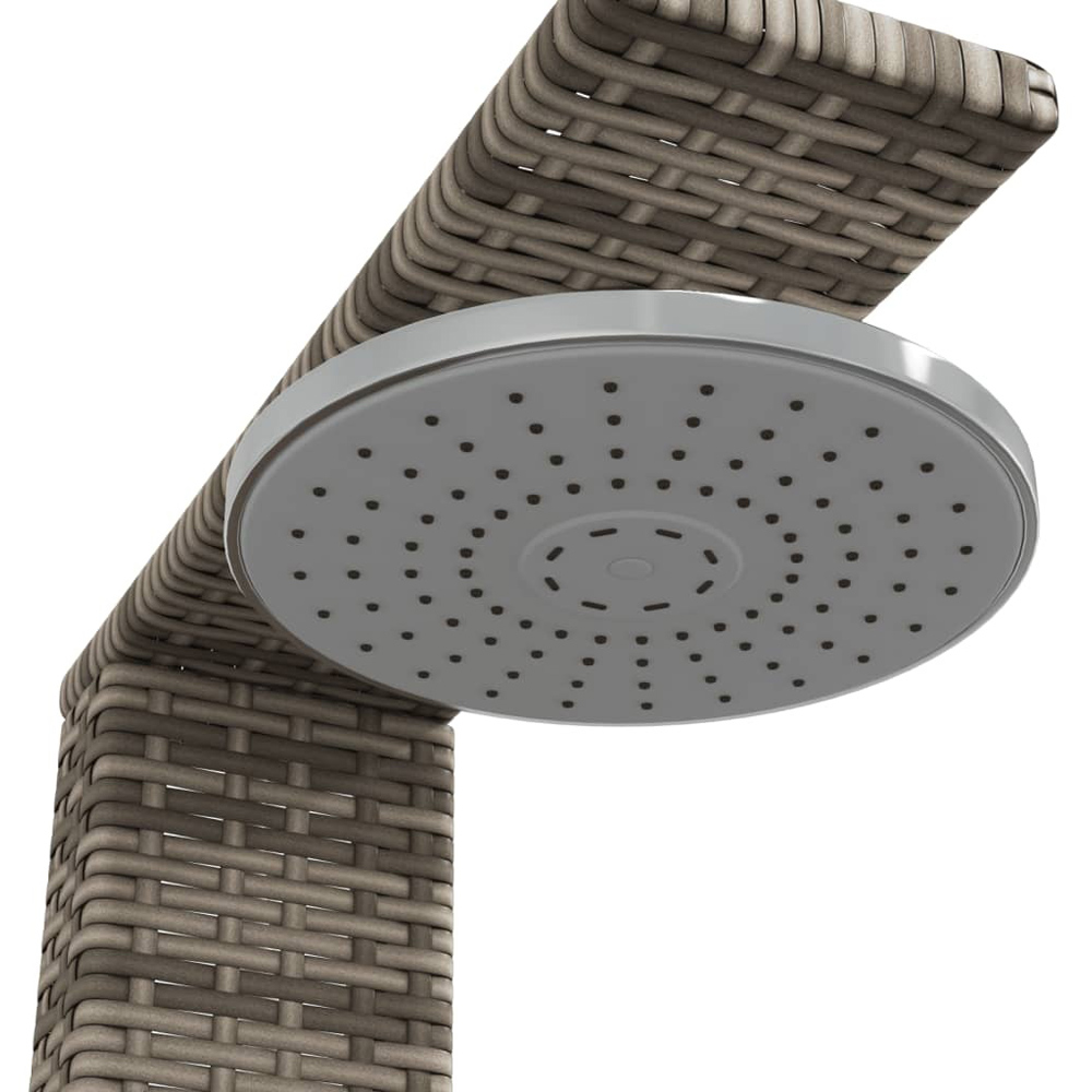 Wallplus Grey Poly Rattan and Acacia Wood Outdoor Shower with PVC Hose and Alloy Handle 224cm Image 6