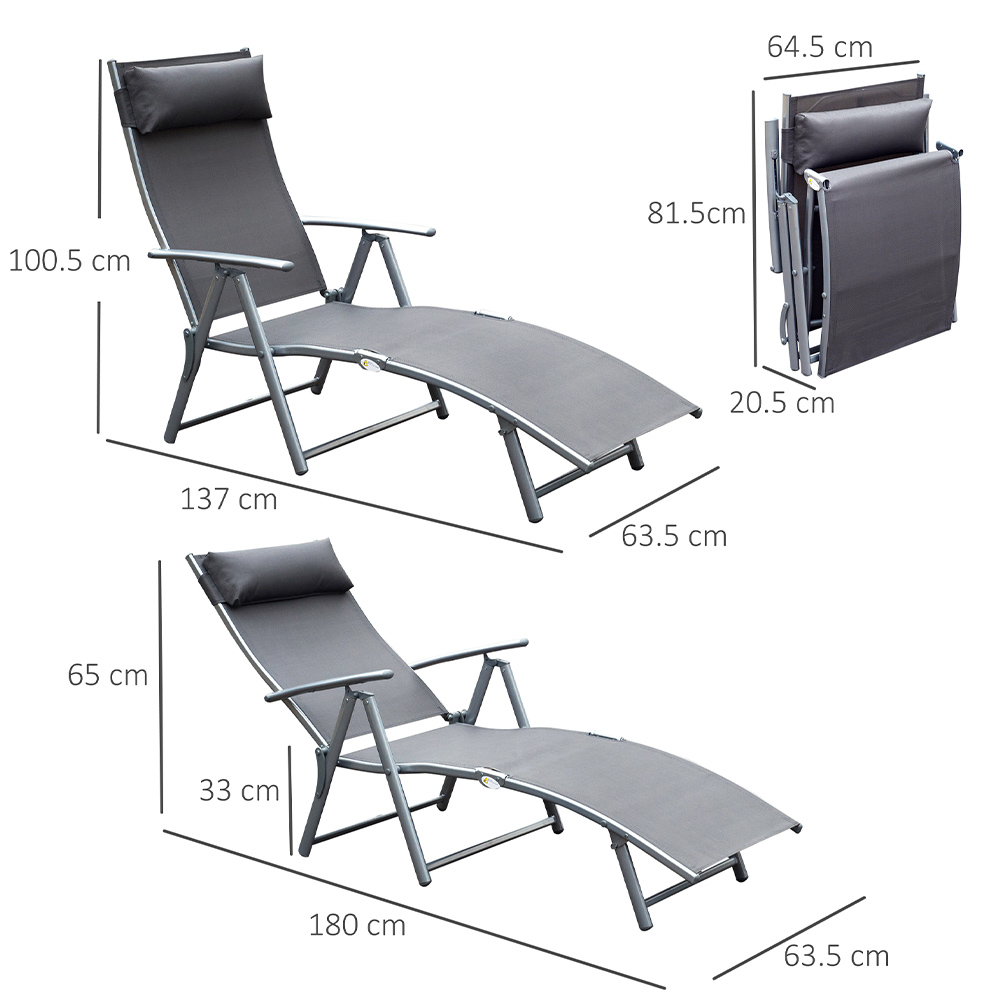 Outsunny Grey Sun Lounger Image 8