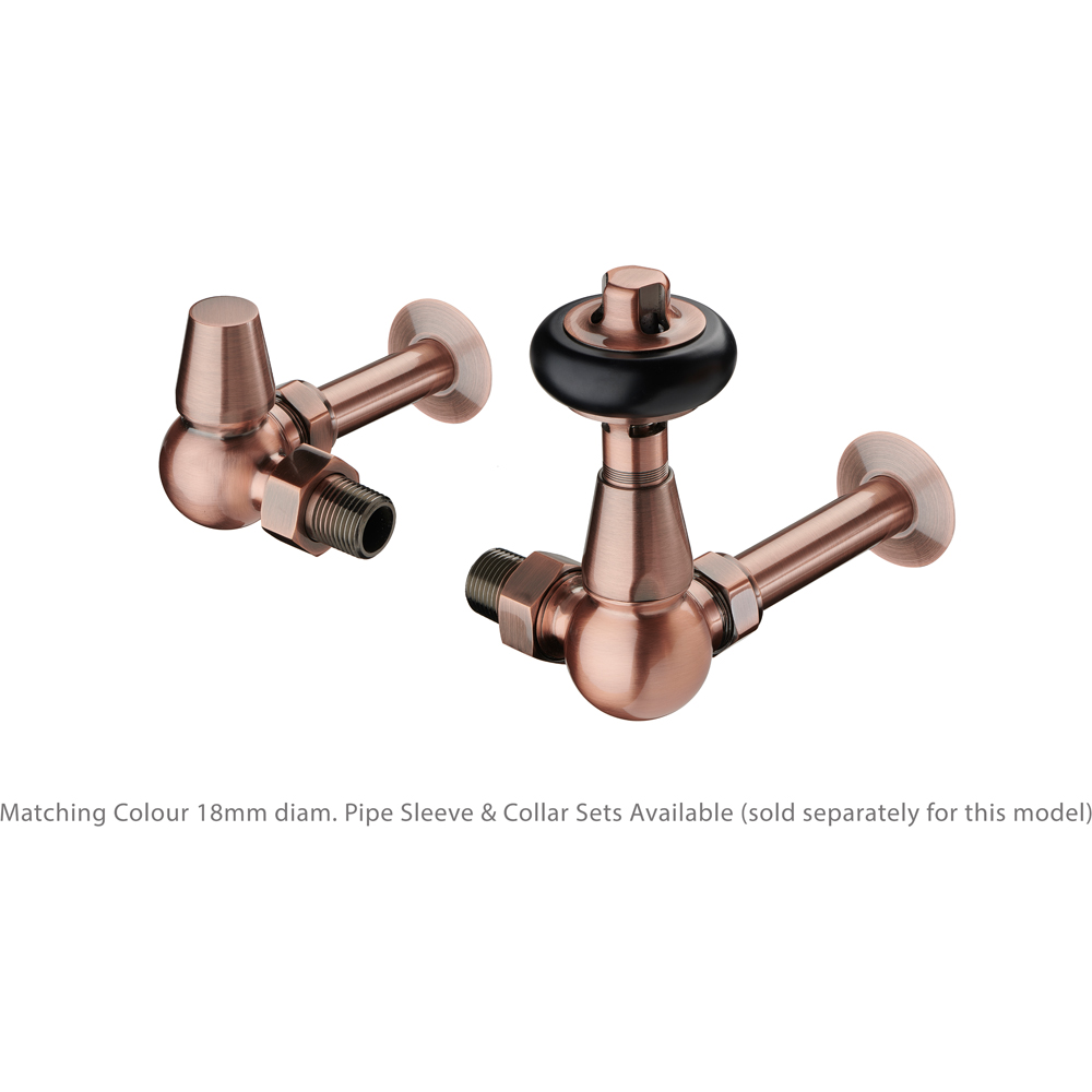 Terma Traditional Antique Copper 3 Axis Thermostatic Radiator Valve and Lockshield Set Image 7