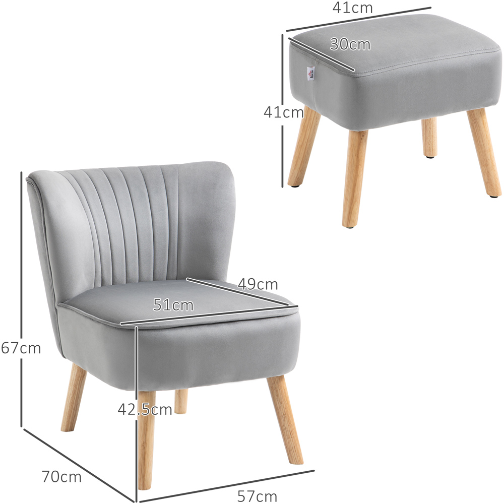 Portland Grey Tufted Accent Chair with Footstool Image 8