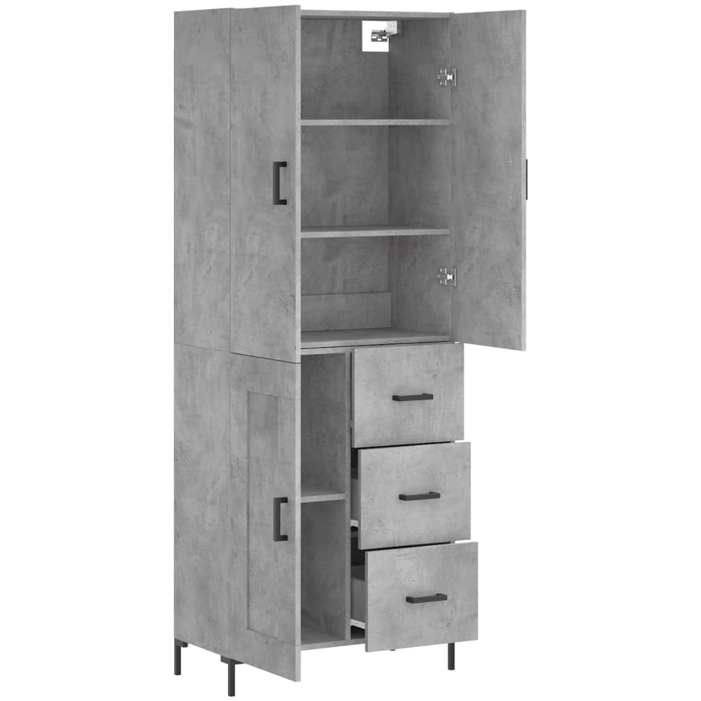 vidaXL 3 Door 3 Drawer Concrete Grey Highboard Image 4