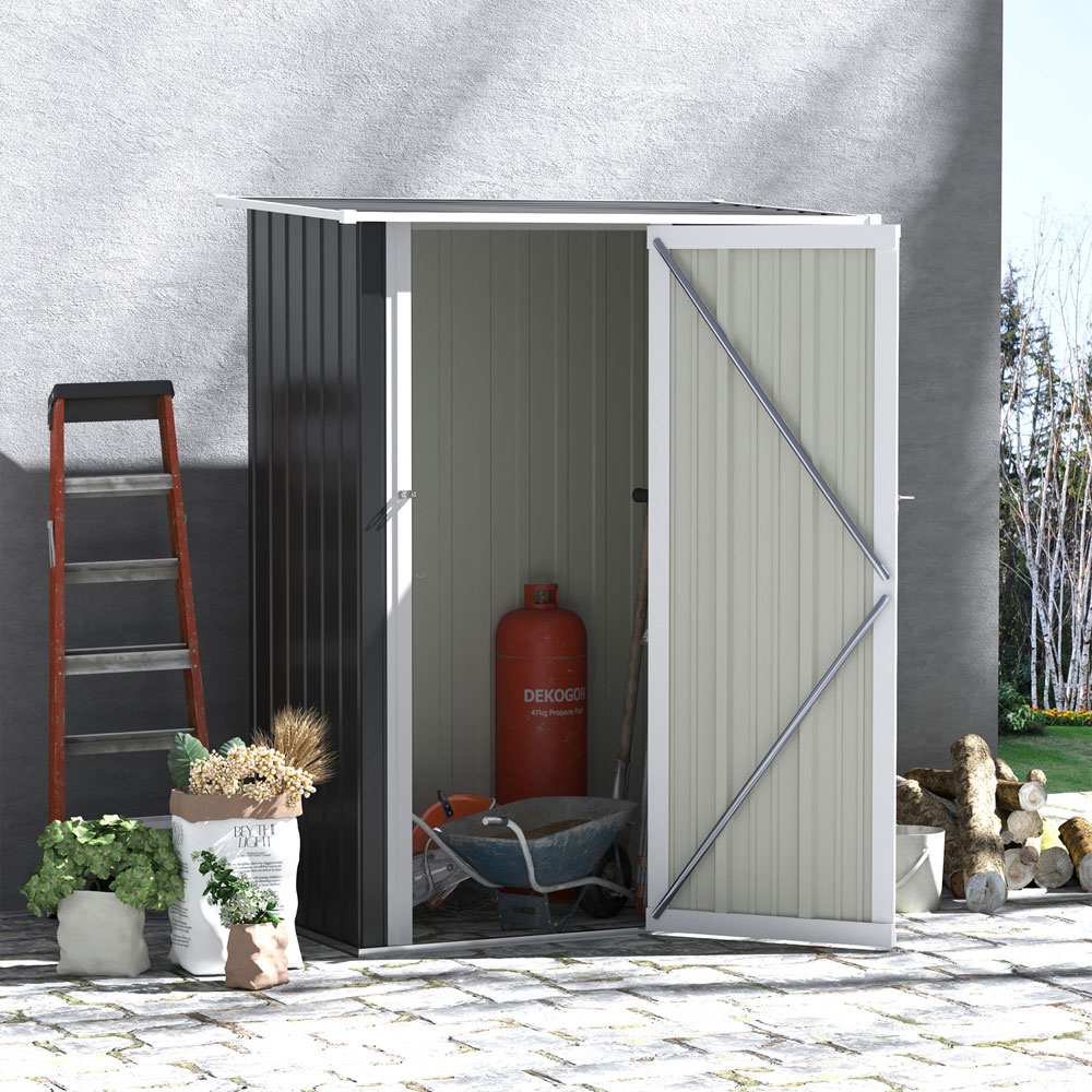 Outsunny 4.7 x 2.8ft Grey Lockable Storage Shed Image 2