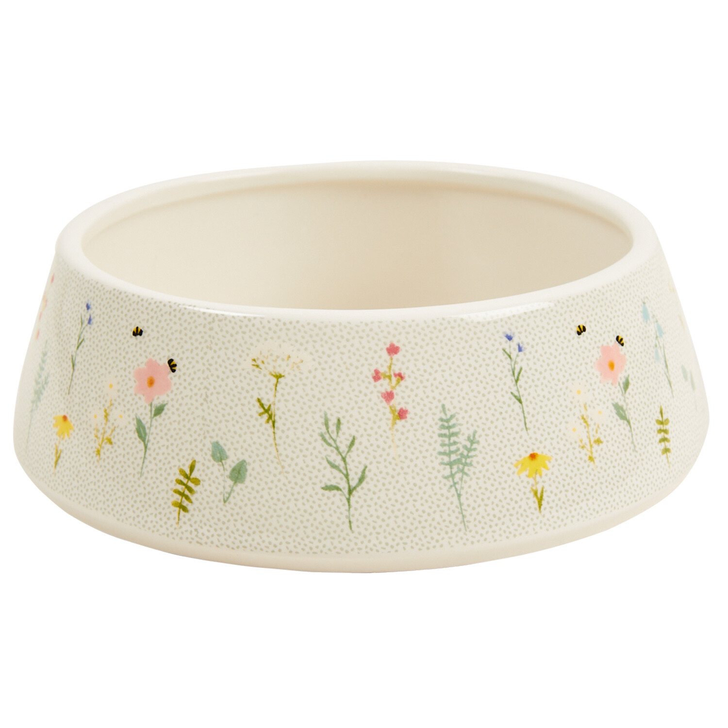 Floral Pet Bowl - White Image 1