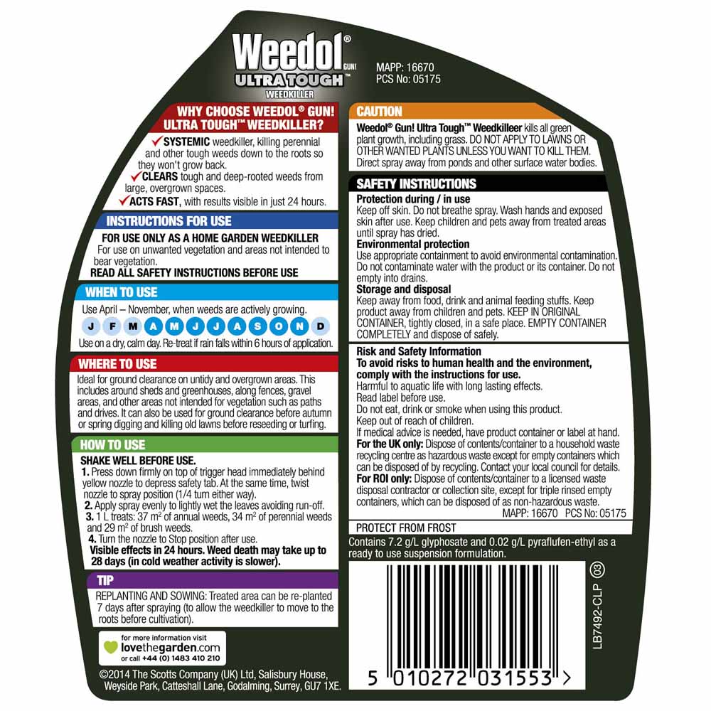 Weedol Ultra Tough Ready-To-Use Weedkiller 1L Image 2