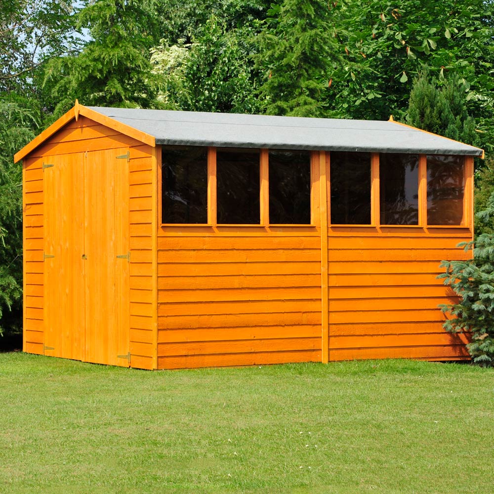Shire 10 x 10ft Double Door Dip Treated Overlap Apex Shed Image 2