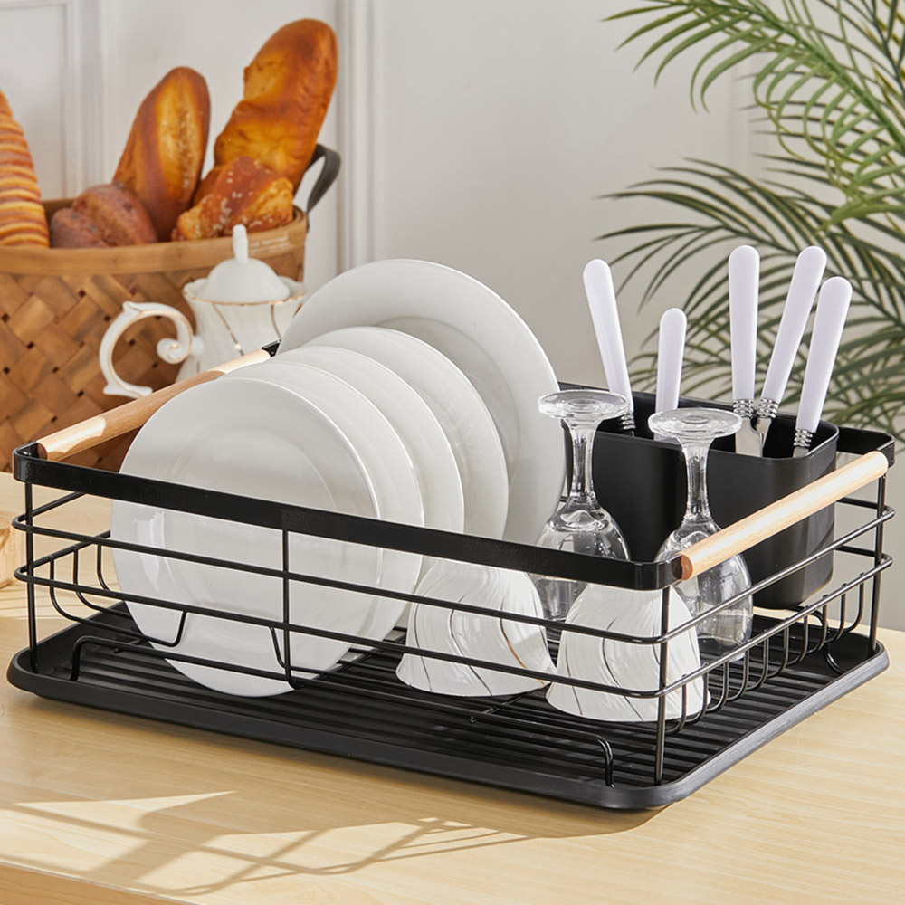 Living And Home Kitchen Metal Dish Rack Drainer with Removable Drainboard Image 2