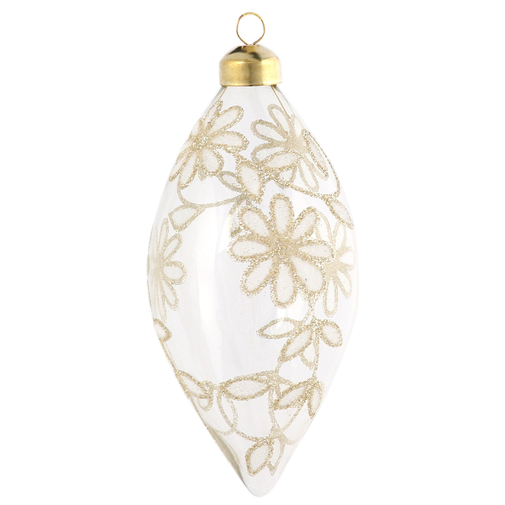 Royal Emerald Clear Gold Flower Christmas Bauble Image 2