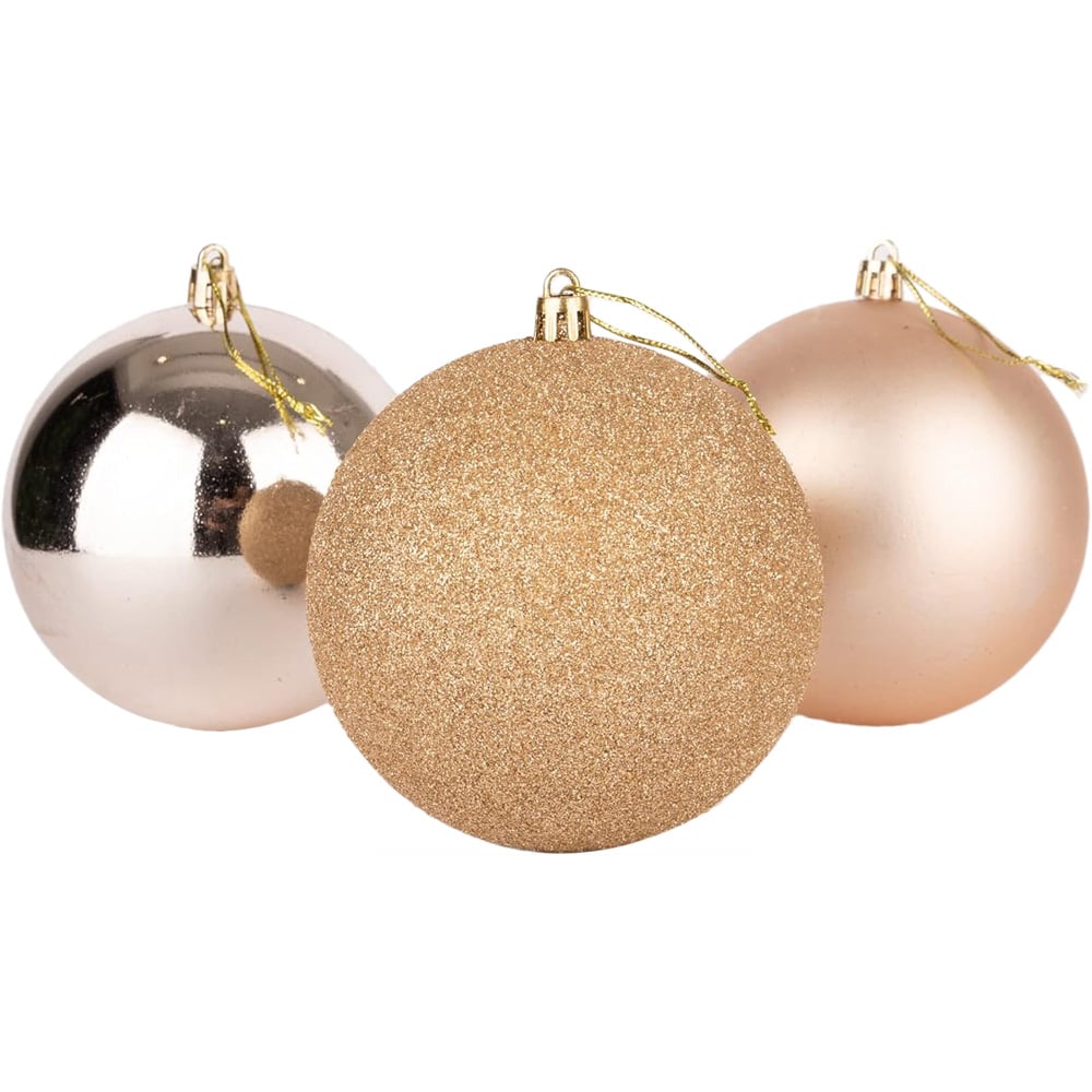 Shatchi 6cm Champagne Gold Shatterproof Christmas Bauble 18 Pack Image 2