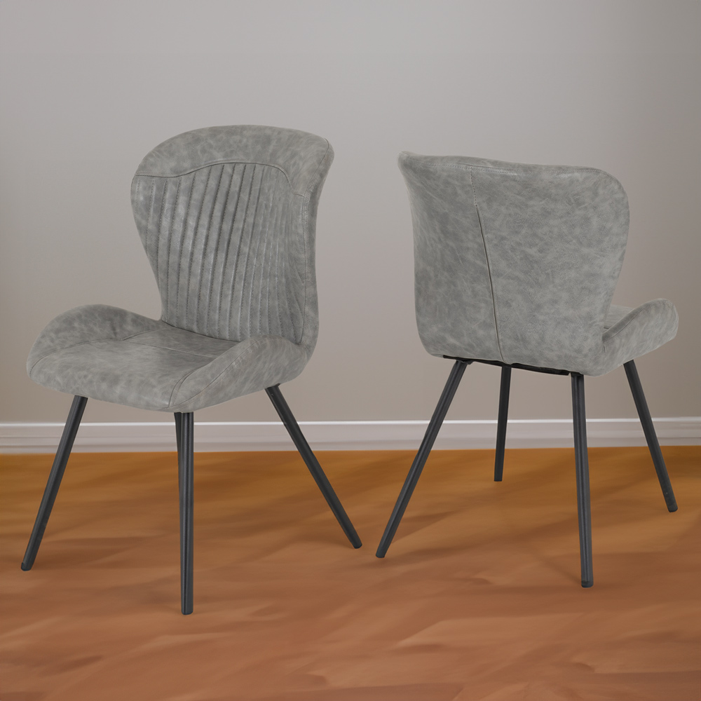 Seconique Quebec Set of 4 Grey PU Dining Chair Image 1