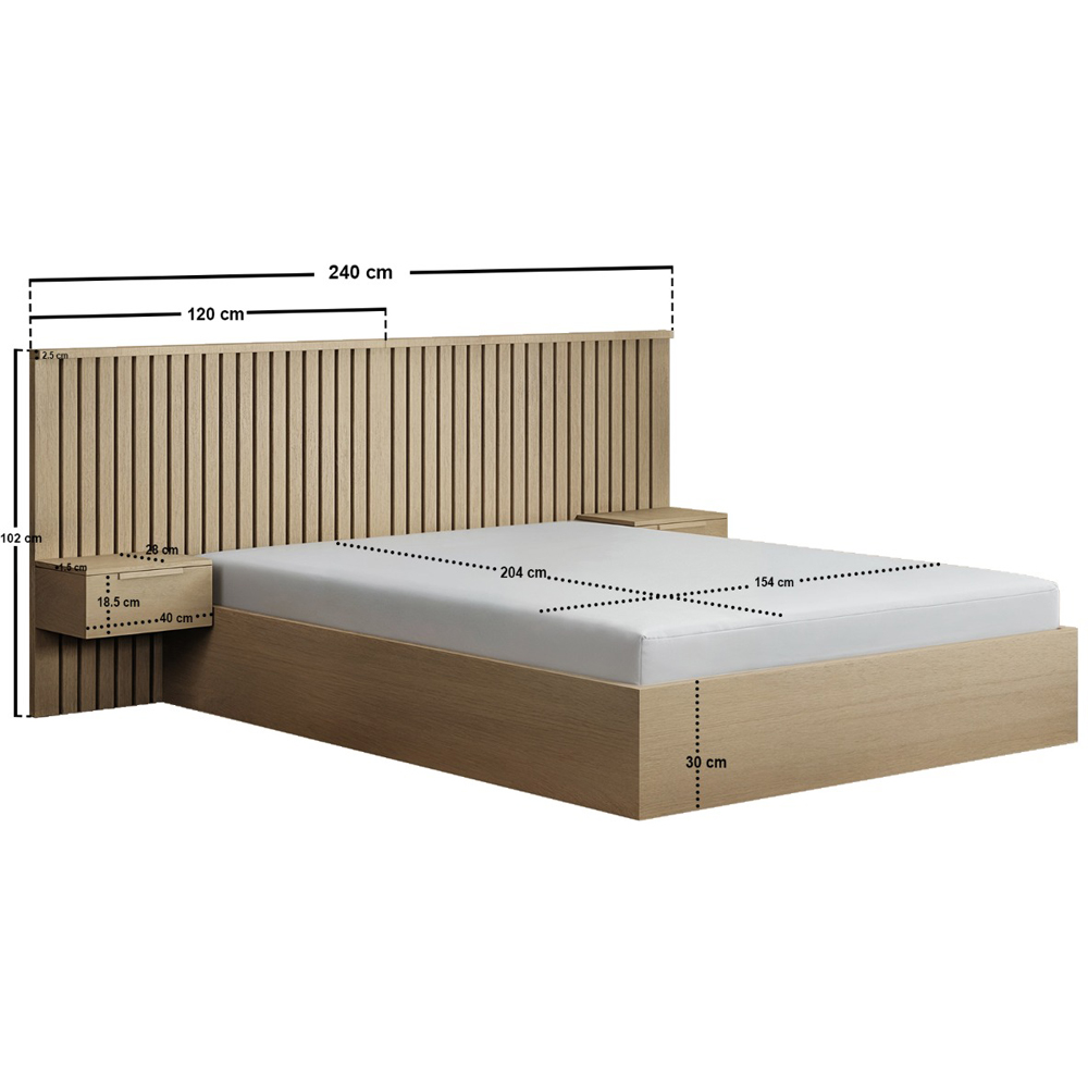 Solace+Co Taylor King Size Light Wood Hotel Ottoman Bed with Side Table Image 5