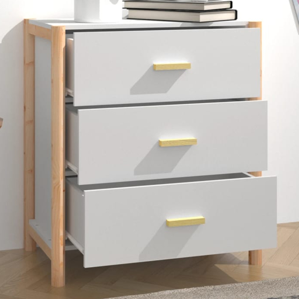 vidaXL 3 Drawer White Sideboard Image 1