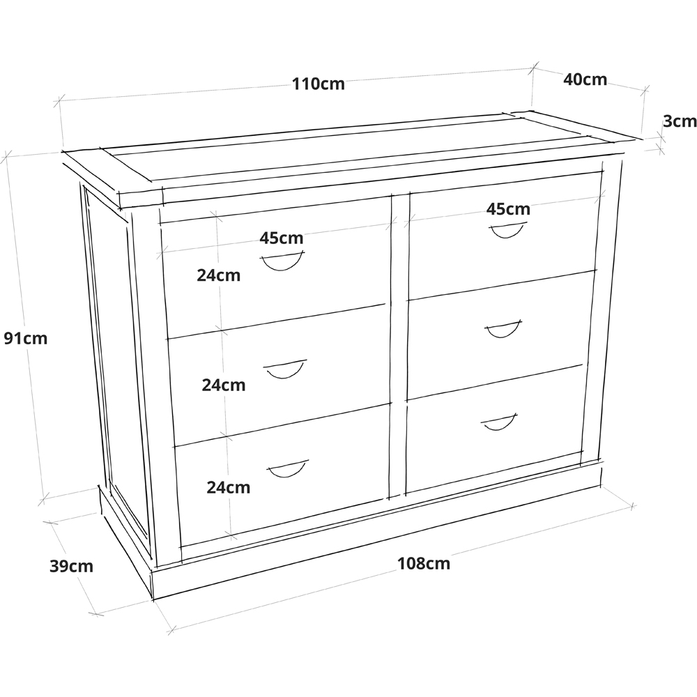 Cabinet Bits Lucca 6 Drawer Brown Brass Cup Handle Chest of Drawers Image 9