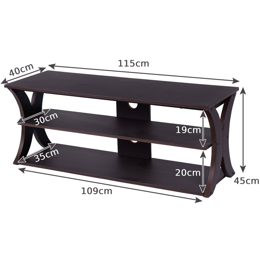 Costway 2 Shelf Brown TV Unit Image 9