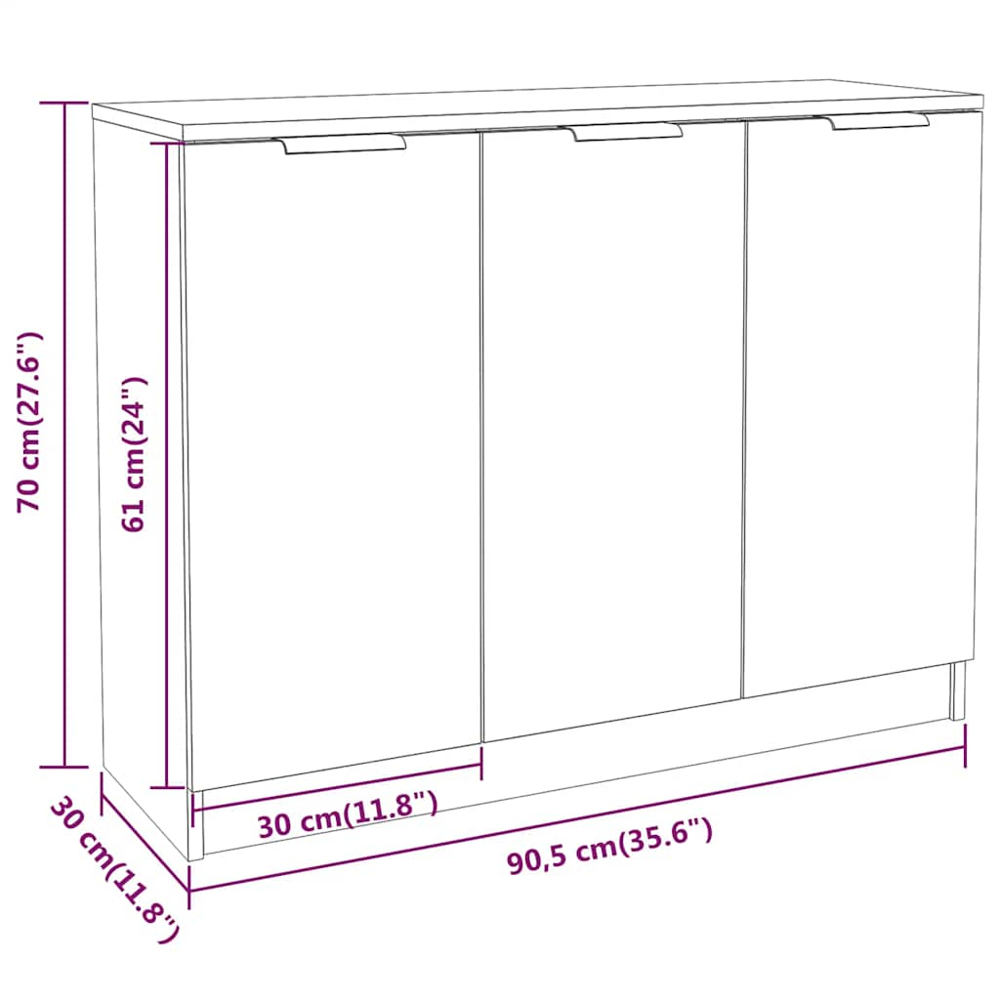 vidaXL 3 Door Sonoma Oak Sideboard Image 9