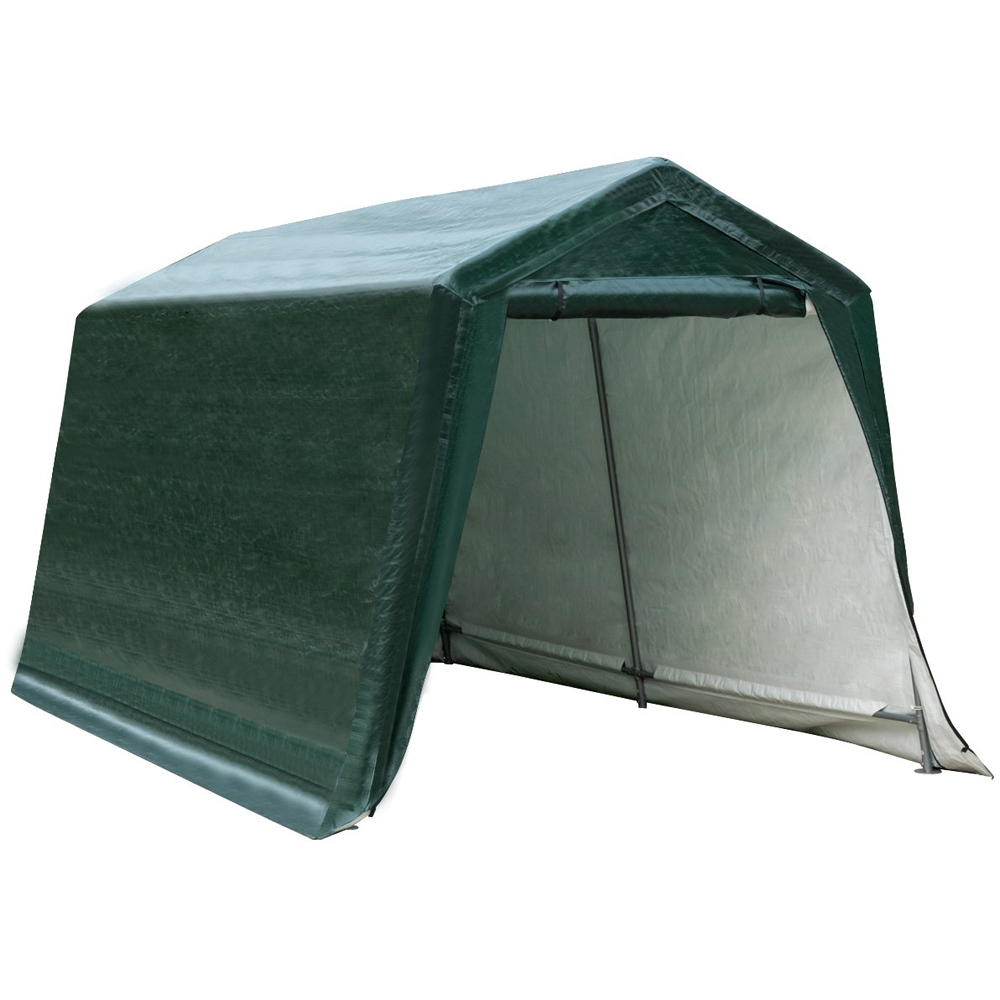 Costway Green Steel and Metal Frame 2.4 x 4.3m Patio Storage Shelter Image 1
