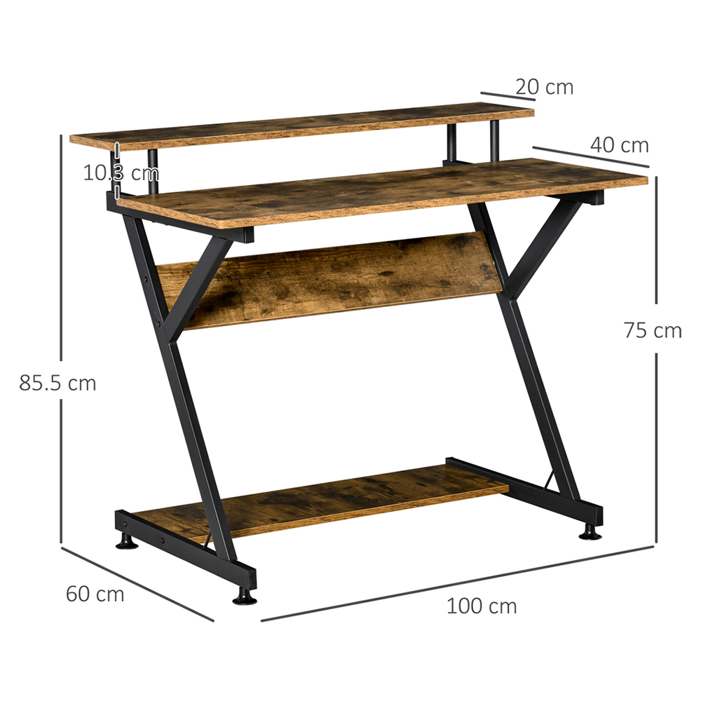 Portland R-Shaped Compact Desk Brown Image 6
