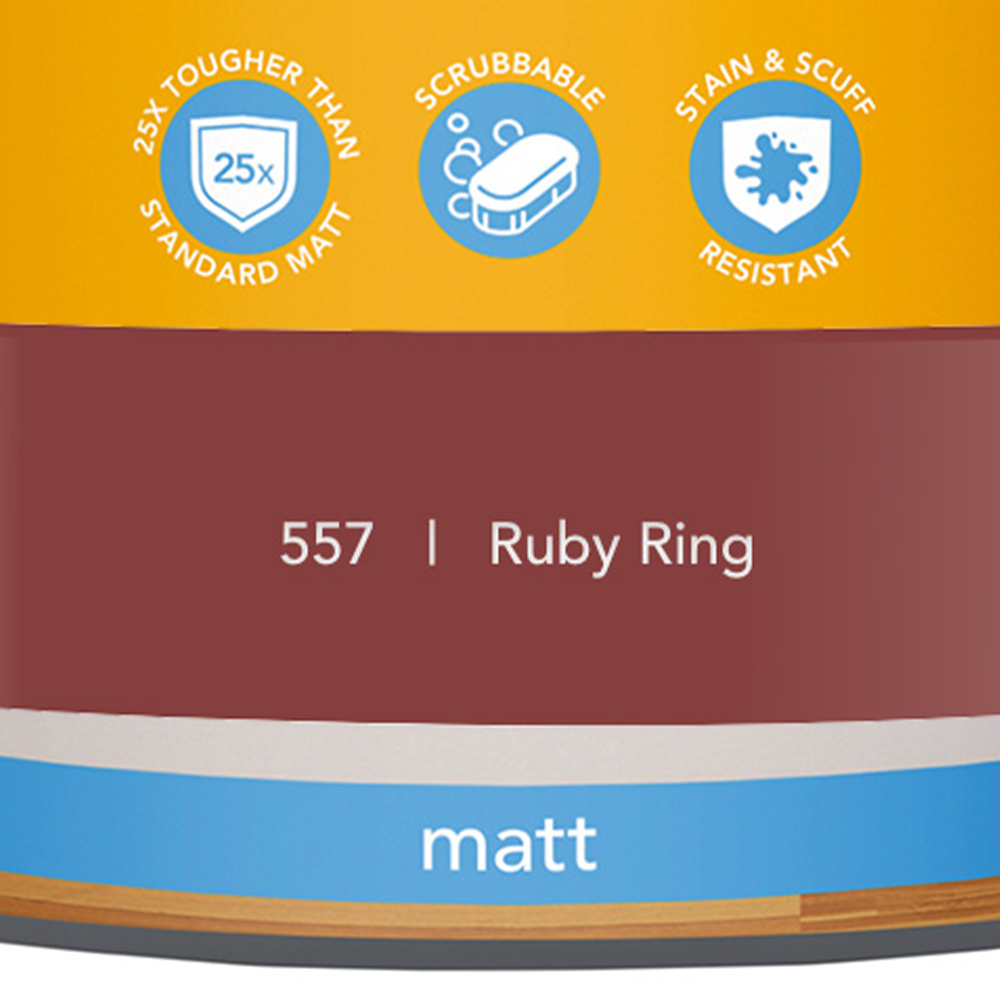 Wilko Tough & Washable Ruby Ring Matt Emulsion Paint 2.5L Image 3