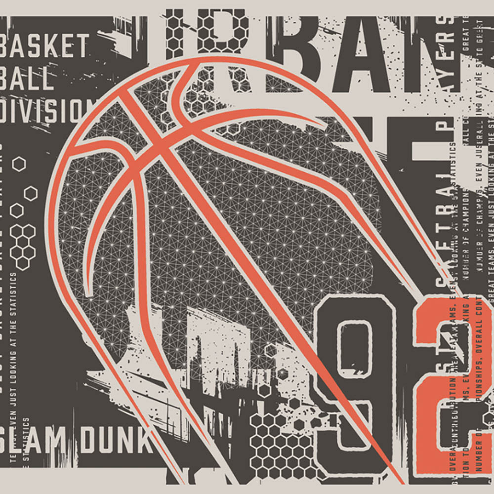 Origin Murals Modern Basketball Black Wall Mural Image 2
