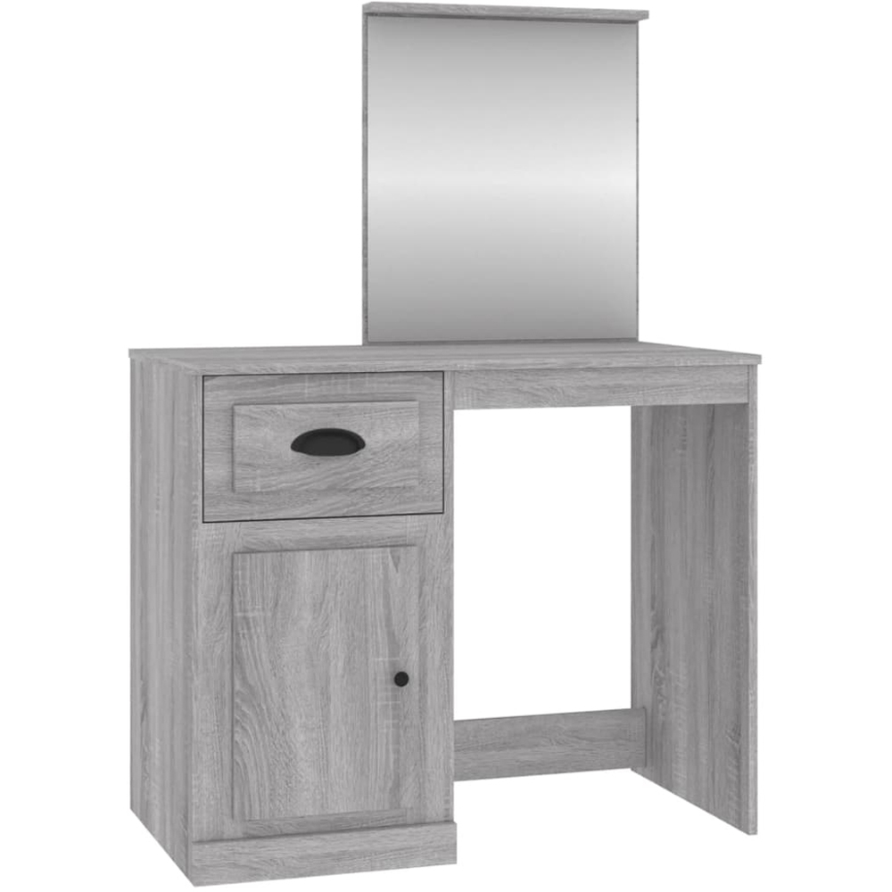 vidaXL Single Door Single Drawer Grey Sonoma Dressing Table with Mirror Image 2