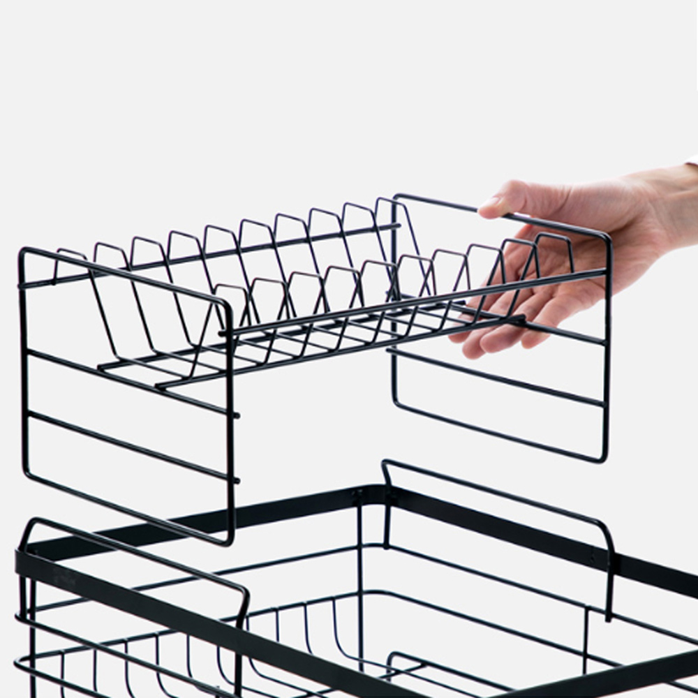 Living And Home WH0778 Black Metal 2-Tier Dish Drainer Image 4