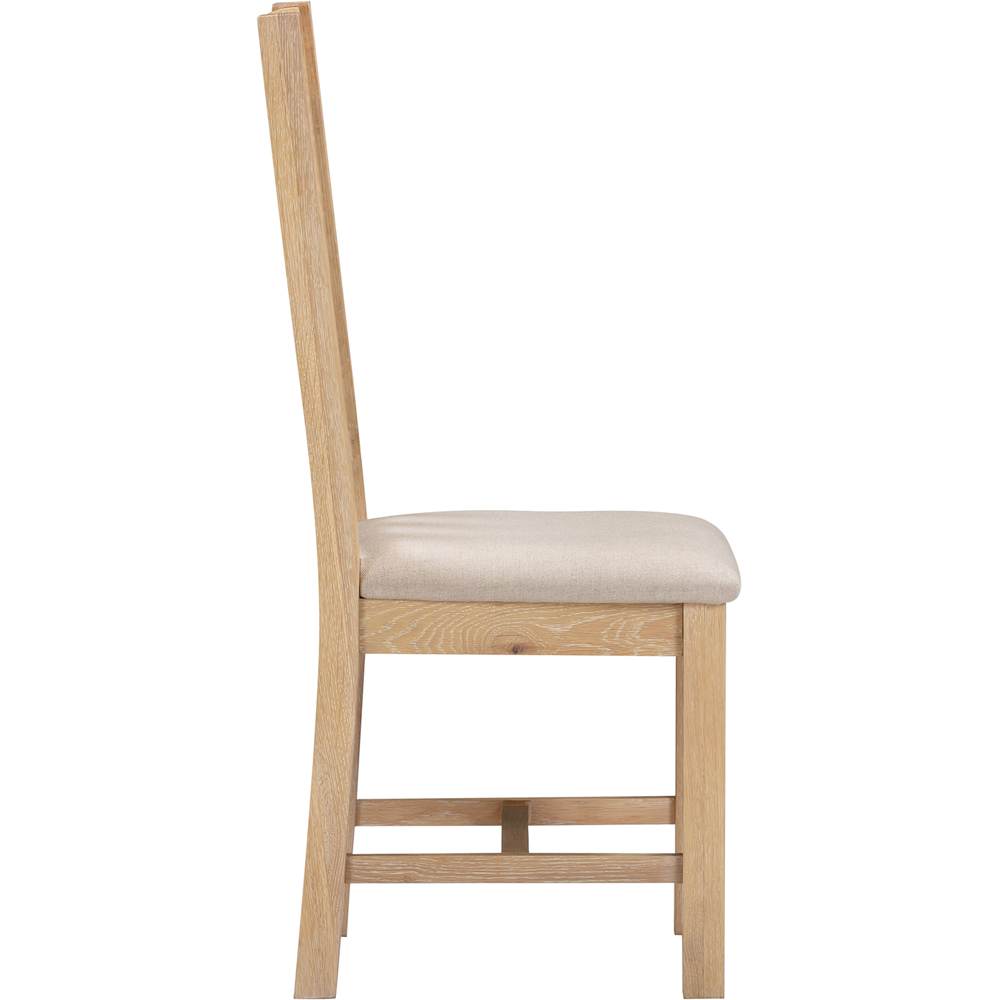 Seconique Windsor Sey of 2 Natural Oak and Oat Fabric Slatted Dining Chair Image 5