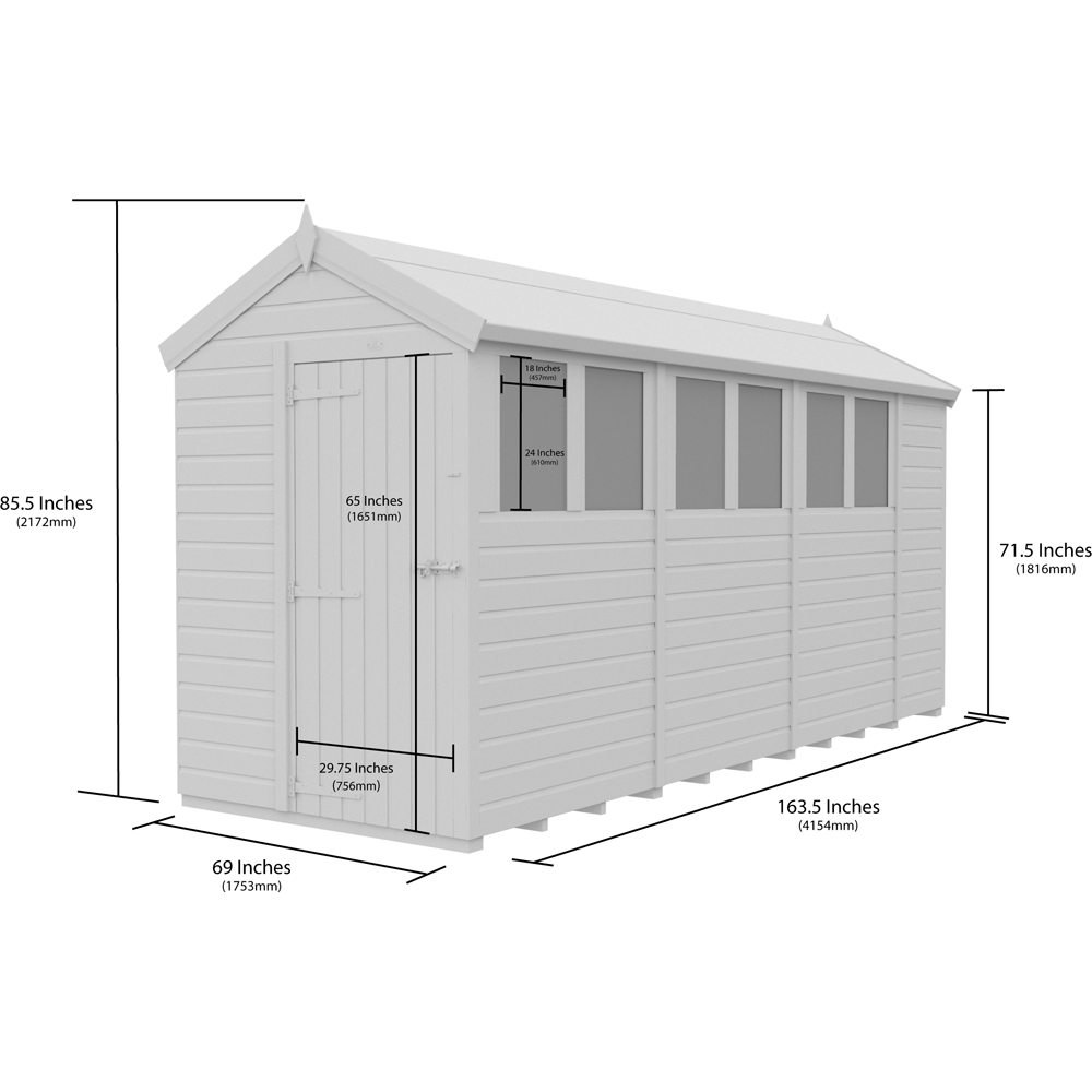 DIY Sheds 5 x 14ft Tongue and Groove Timber Apex Garden Shed Image 9