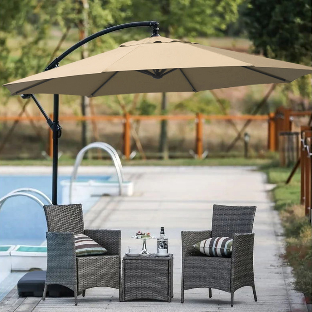 Living and Home Taupe Garden Cantilever Parasol with Rectangular Base 3m Image 6