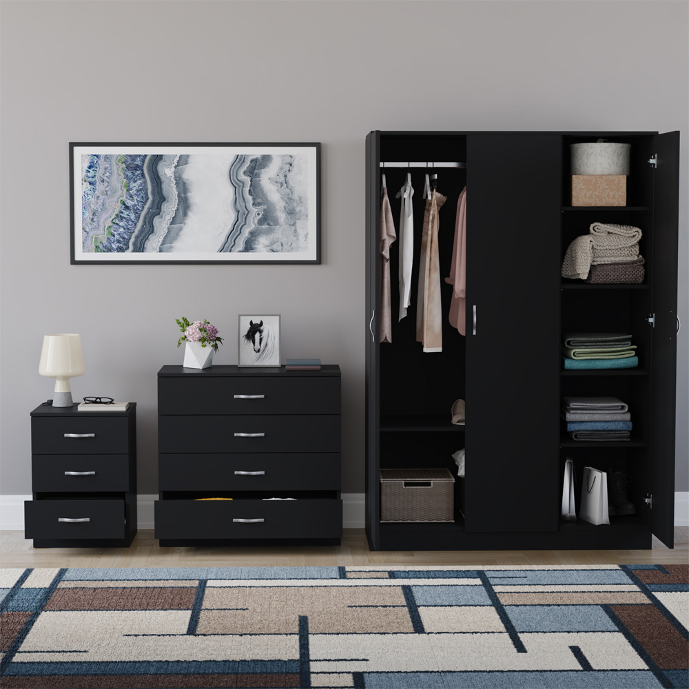 VIDA DESIGNS Riano Black 3 Piece Bedroom Furniture Set Image 3