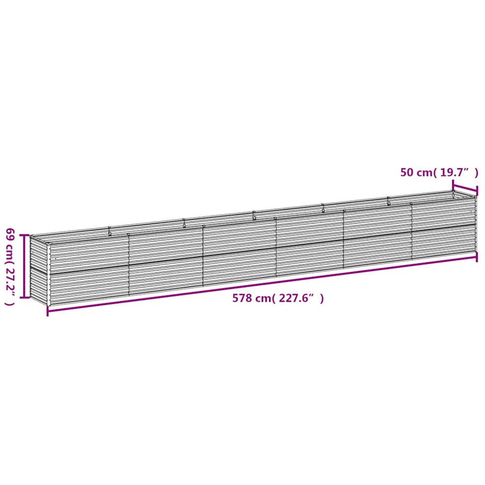 vidaXL Brown Corten Steel Raised Garden Bed 578 x 50 x 69cm Image 6