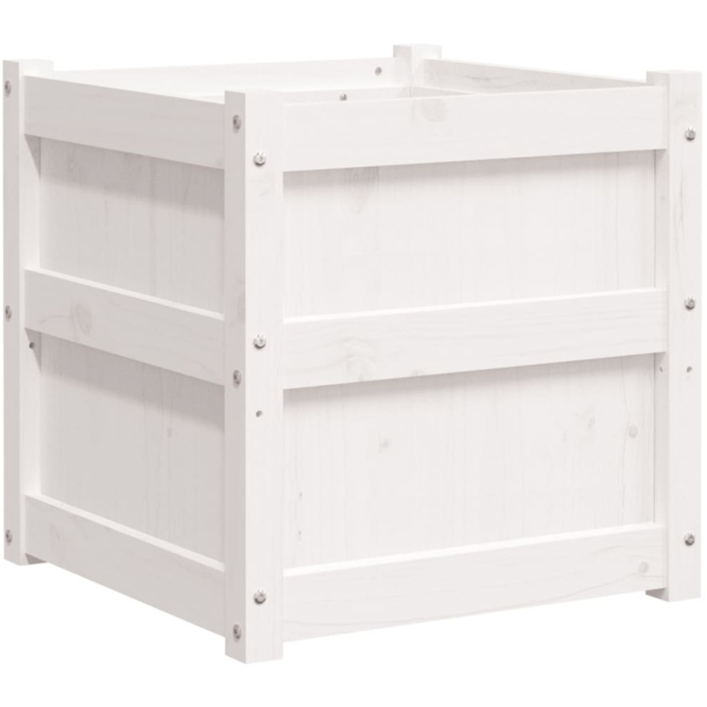vidaXL White Solid Pine Wood Garden Planter 50 x 50 x 50cm Image 6