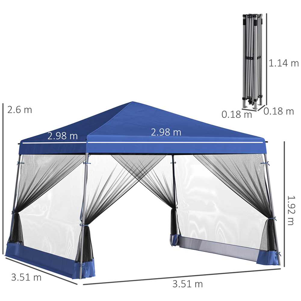 Outsunny Blue Folding Popup Adjustable Gazebo With Mosquito Netting
