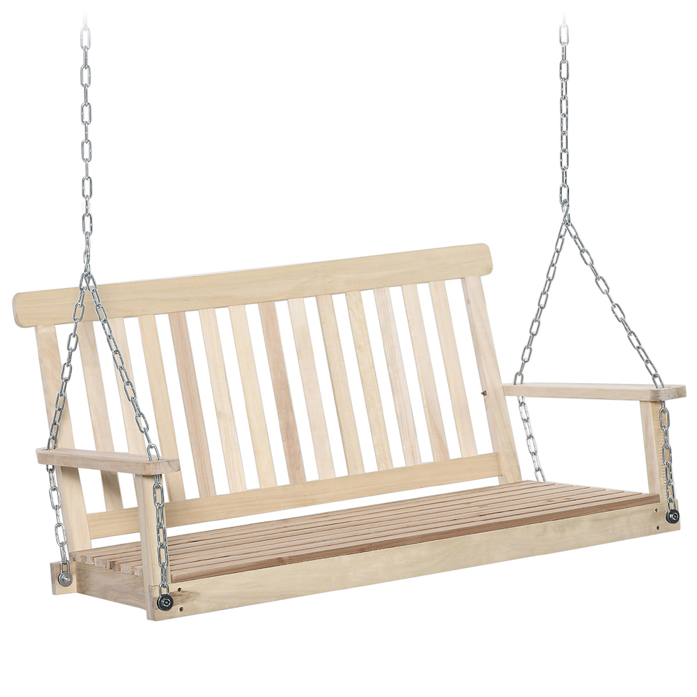 Outsunny Wooden Hanging Swing Bench Image 2