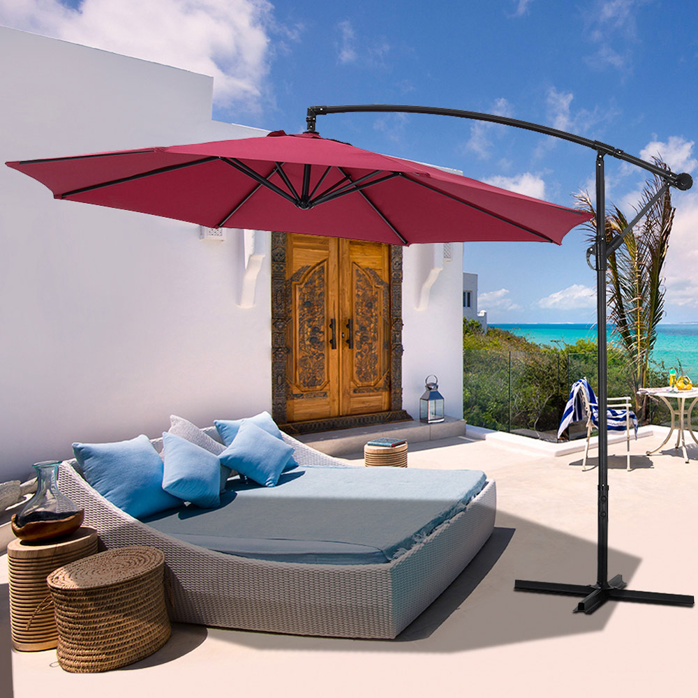 Living and Home Red Cantilever Parasol with Cross Base 3m Image 6