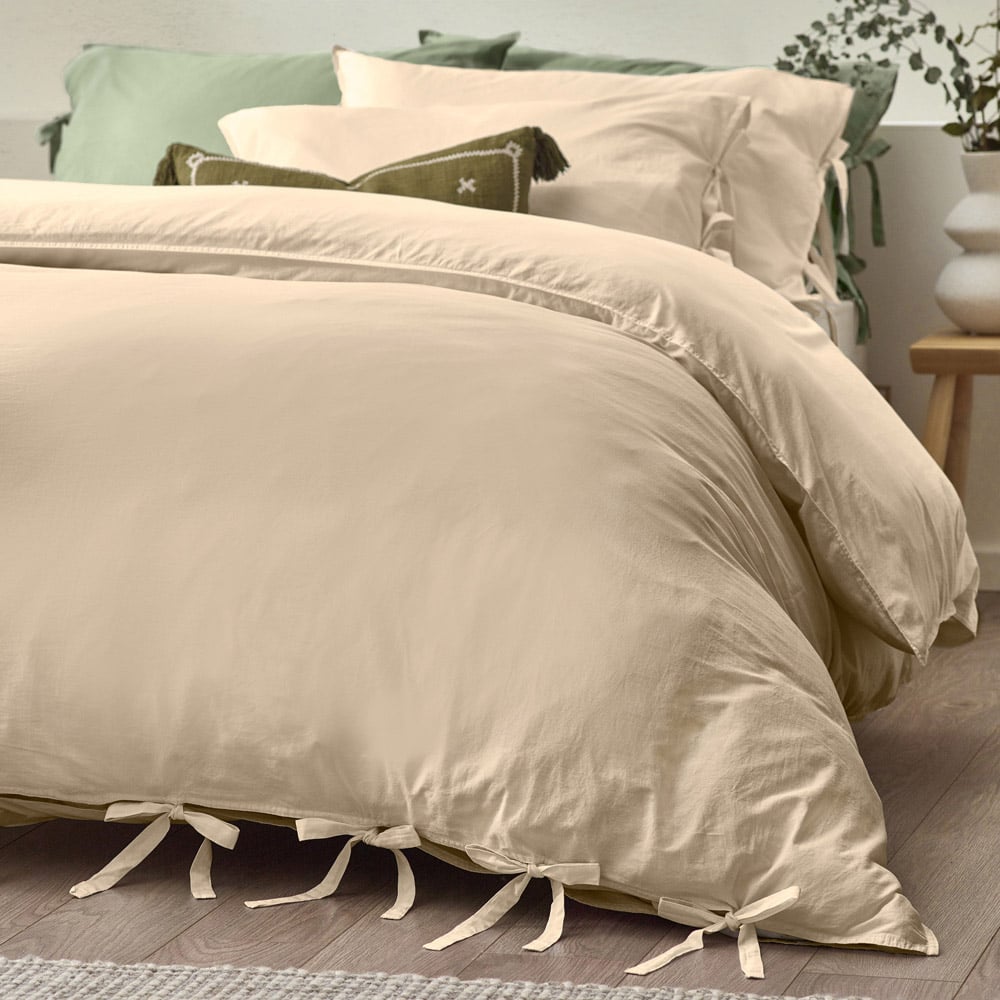 Yard Mallow Bow Tie Single Linen Duvet Set Image 3