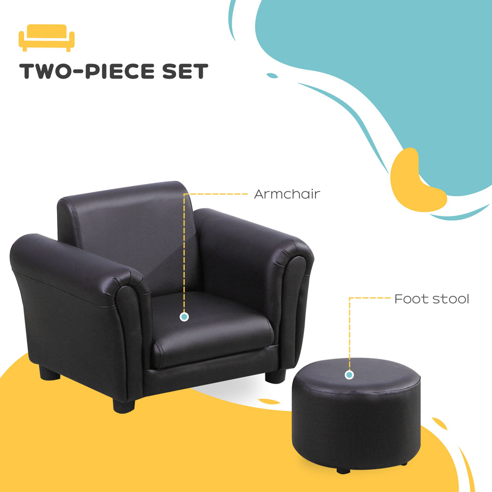 Tommy Toys Black Kids Armchair and Stool Set Image 4