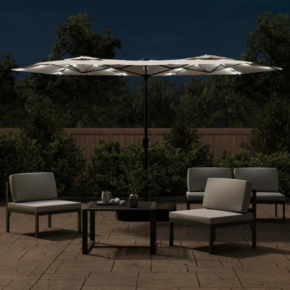 vidaXL White LED Double Head Parasol 3 x 1.4m Image 2