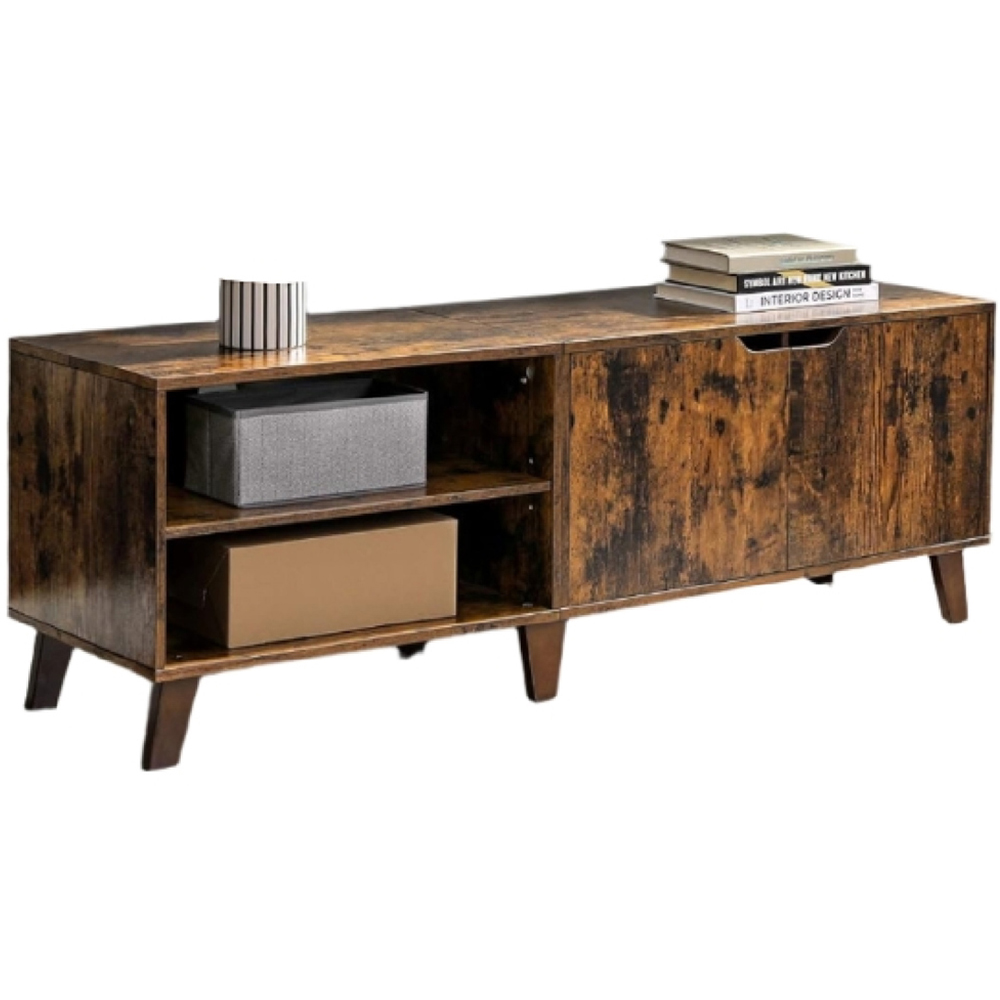 Modcraft 2 Door 2 Shelf Rustic Brown Industrial-Style TV Unit Image 2