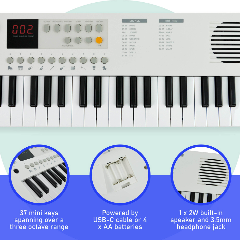 AXUS 37 Key Arctic White Mini Keyboard Image 2