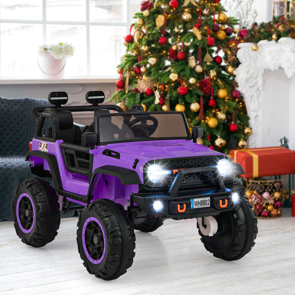 Costway 2 Seater Purple Ride On Car with Remote Control and Horn Image 5