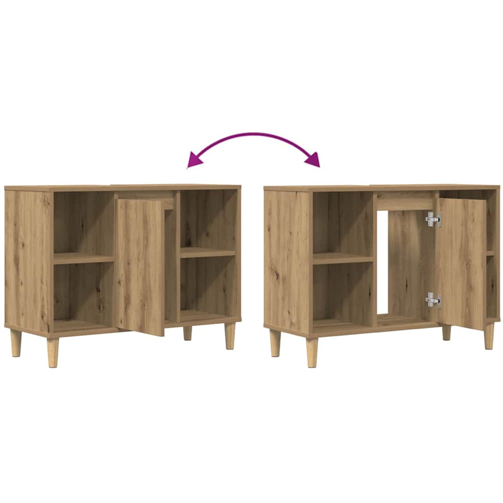 vidaXL Single Door 4 Open Shelf Artisan Oak Bathroom Sink Cabinet Image 7